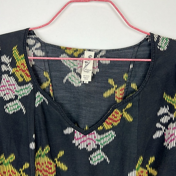Anthropologie Floreat Black Floral Top Embroidered Sleeves Silk Blend Sz… - Picture 5 of 14